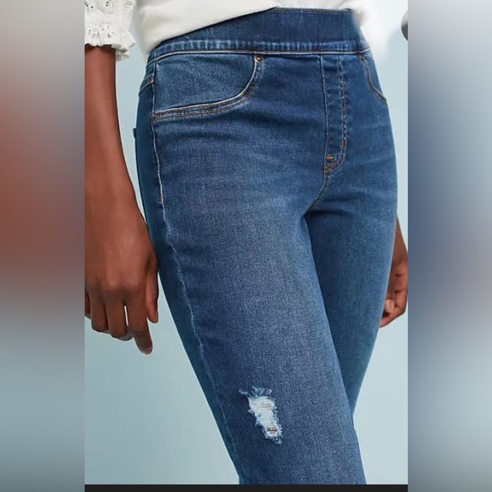 SPANX Women's Medium Wash distressed Ankle Skinny Jeans jeggings size Small new‎